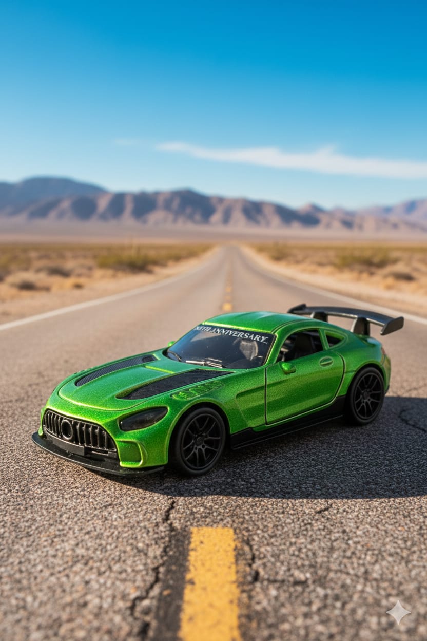 Die Cast Metal Car With Pull Back - Green