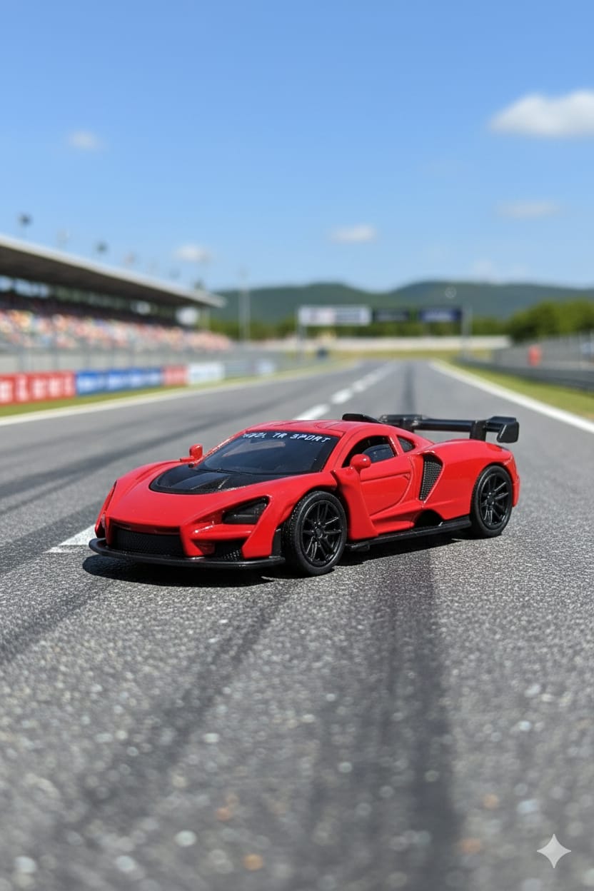 Die Cast Metal Car With Pull Back - Red