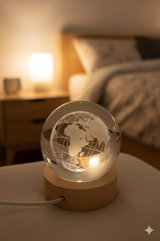 Earth Globe - Crystal Lamp