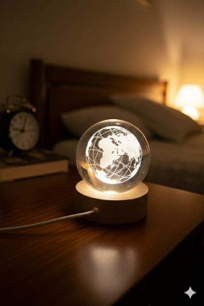 Earth Globe - Crystal Lamp