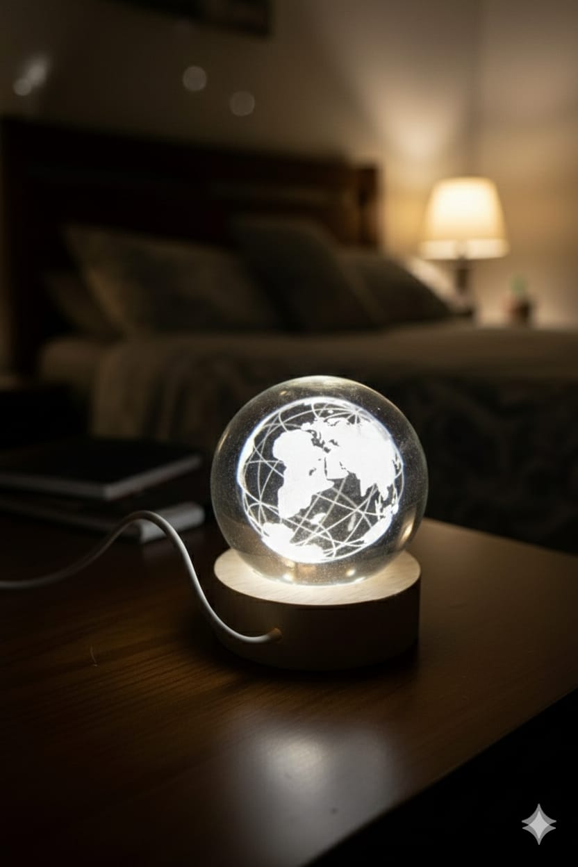 Earth Globe - Crystal Lamp