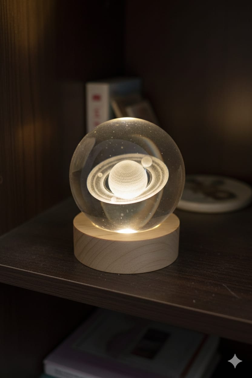 Saturn Crystal Lamp