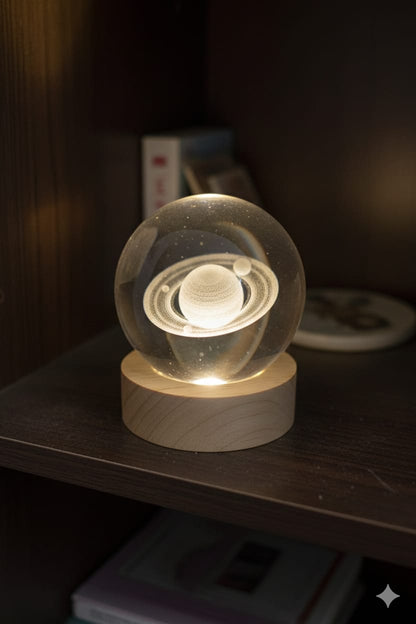 Saturn Crystal Lamp