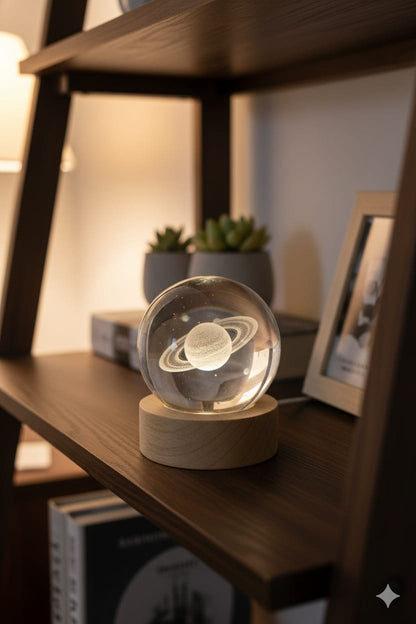 Saturn Crystal Lamp