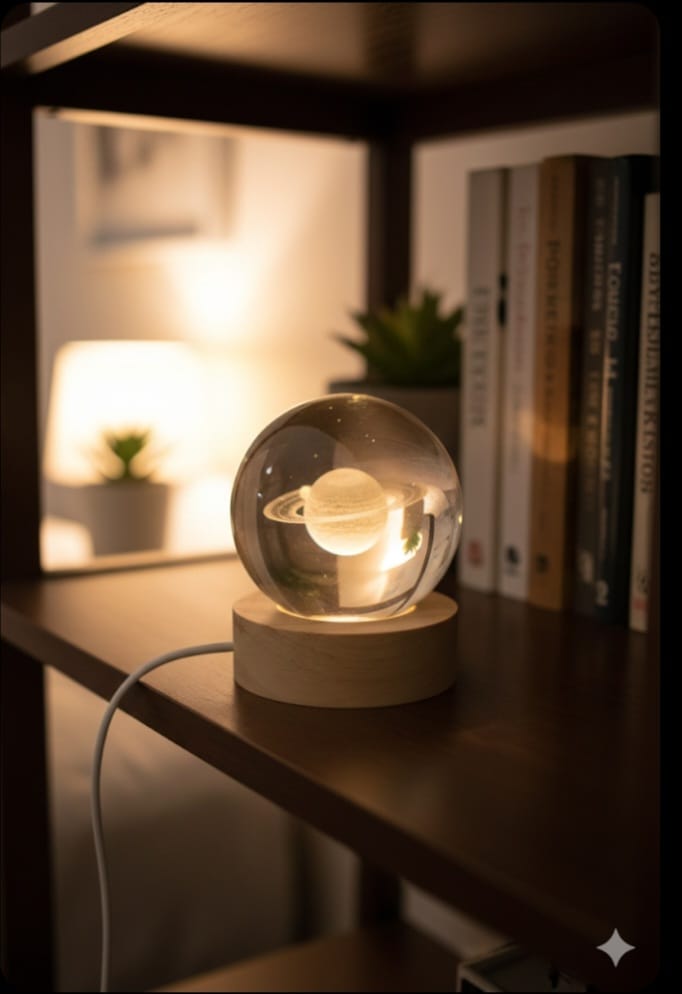 Saturn Crystal Lamp
