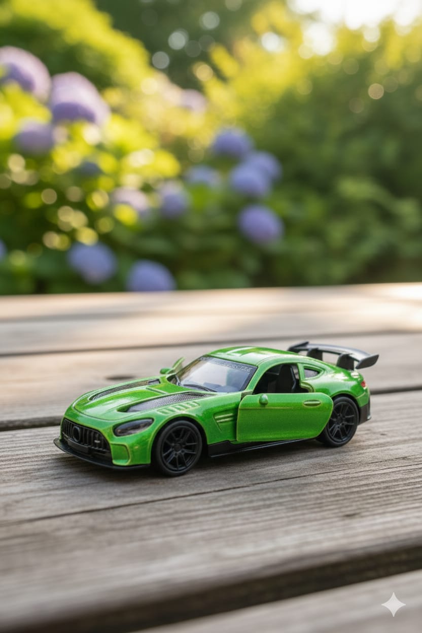 Die Cast Metal Car With Pull Back - Green