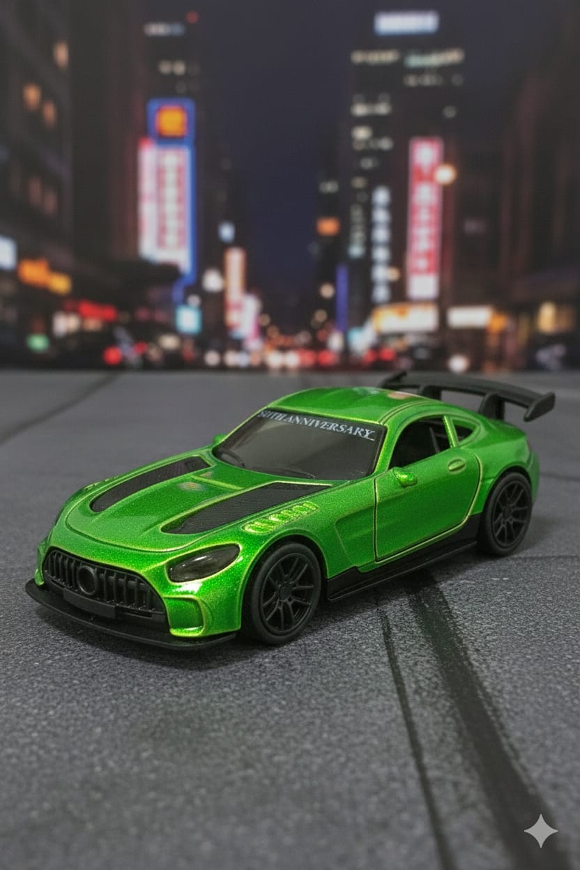 Die Cast Metal Car With Pull Back - Green