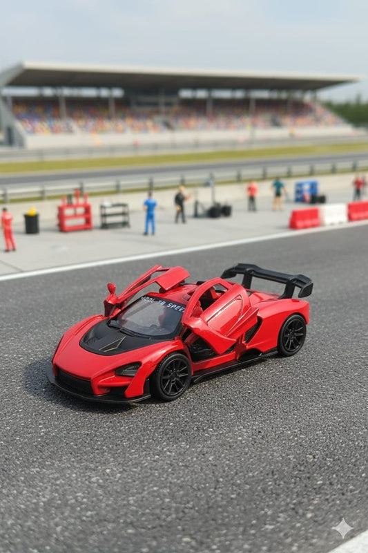 Die Cast Metal Car With Pull Back - Red