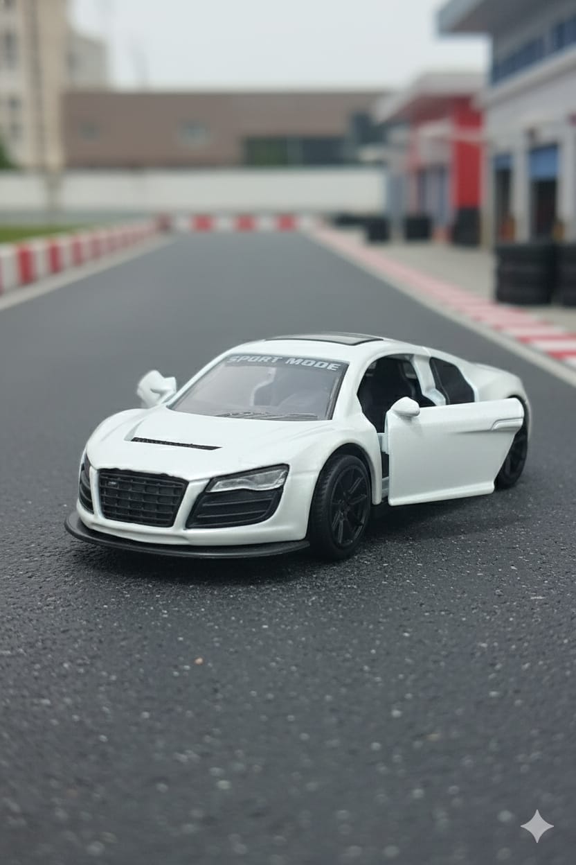 Die Cast Metal Car With Pull Back - White