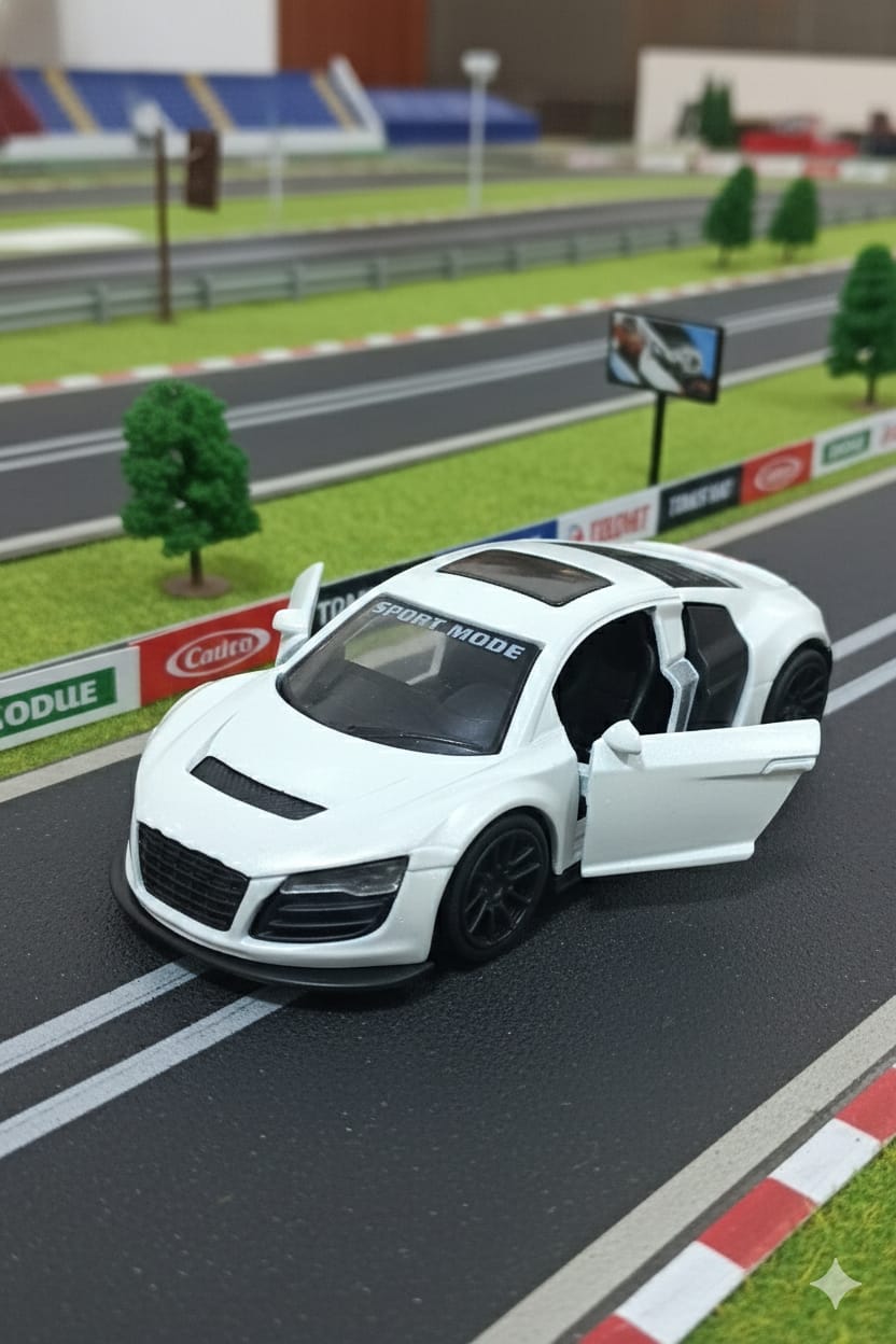 Die Cast Metal Car With Pull Back - White