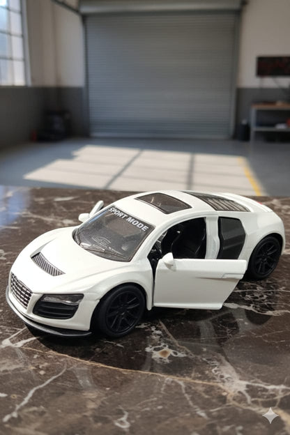 Die Cast Metal Car With Pull Back - White