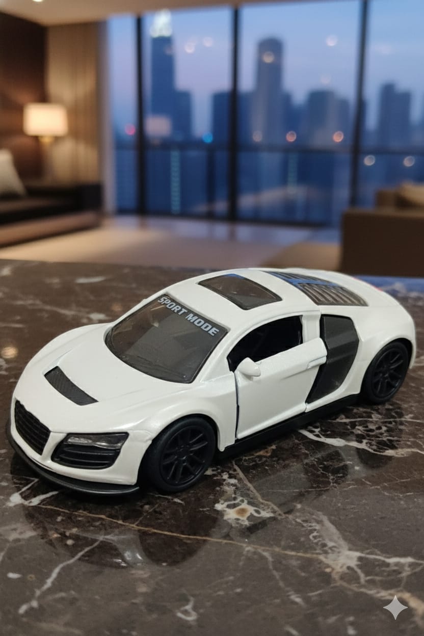 Die Cast Metal Car With Pull Back - White
