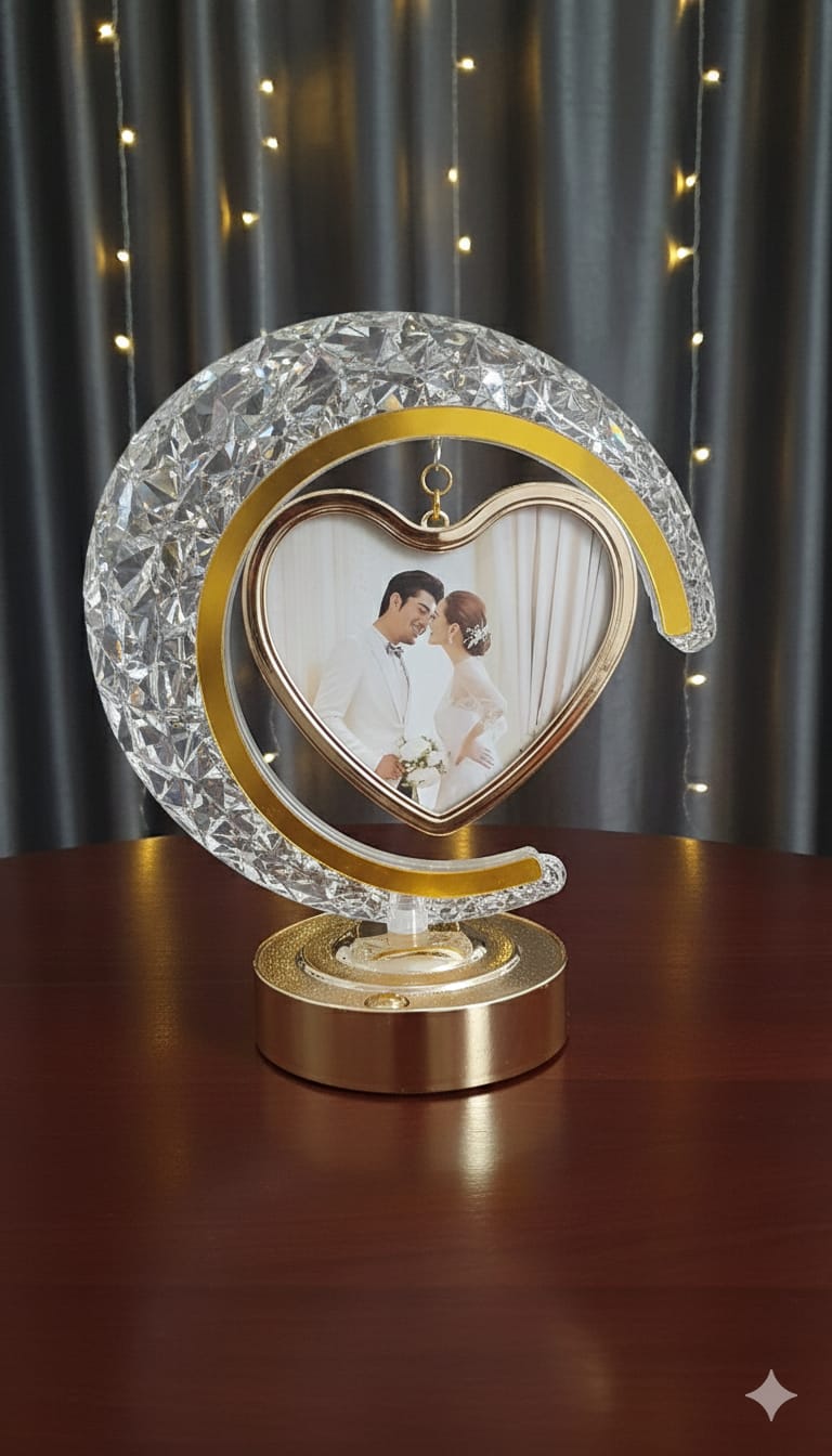 Elegant Moon Heart Photo Frame - Confirmed order → Send photo to 7200781045.