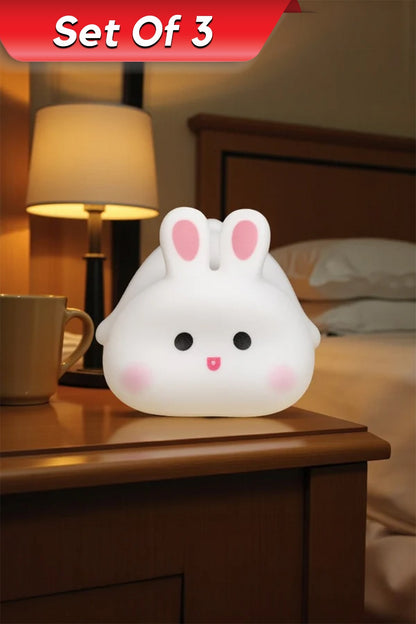 Cute Mini Sleeping Rabbit - Night Lamp [ Set Of 3 ]