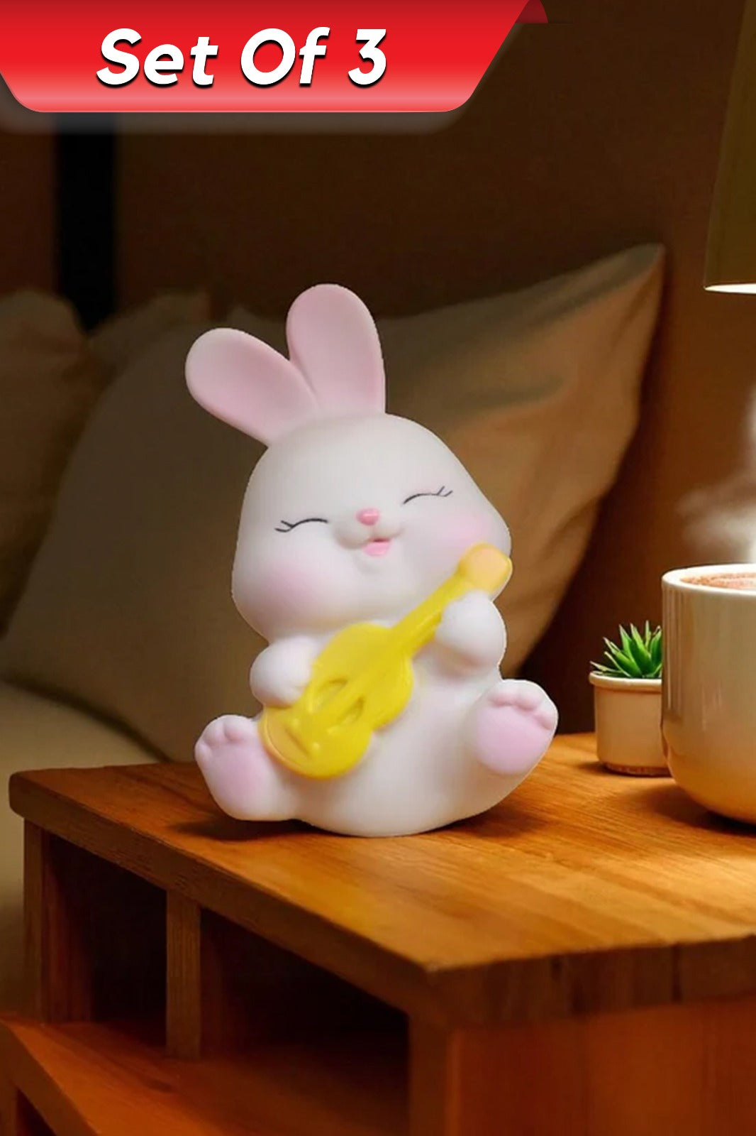 Cute Mini Guitar Rabbit - Night Lamp [ Set Of 3 ]